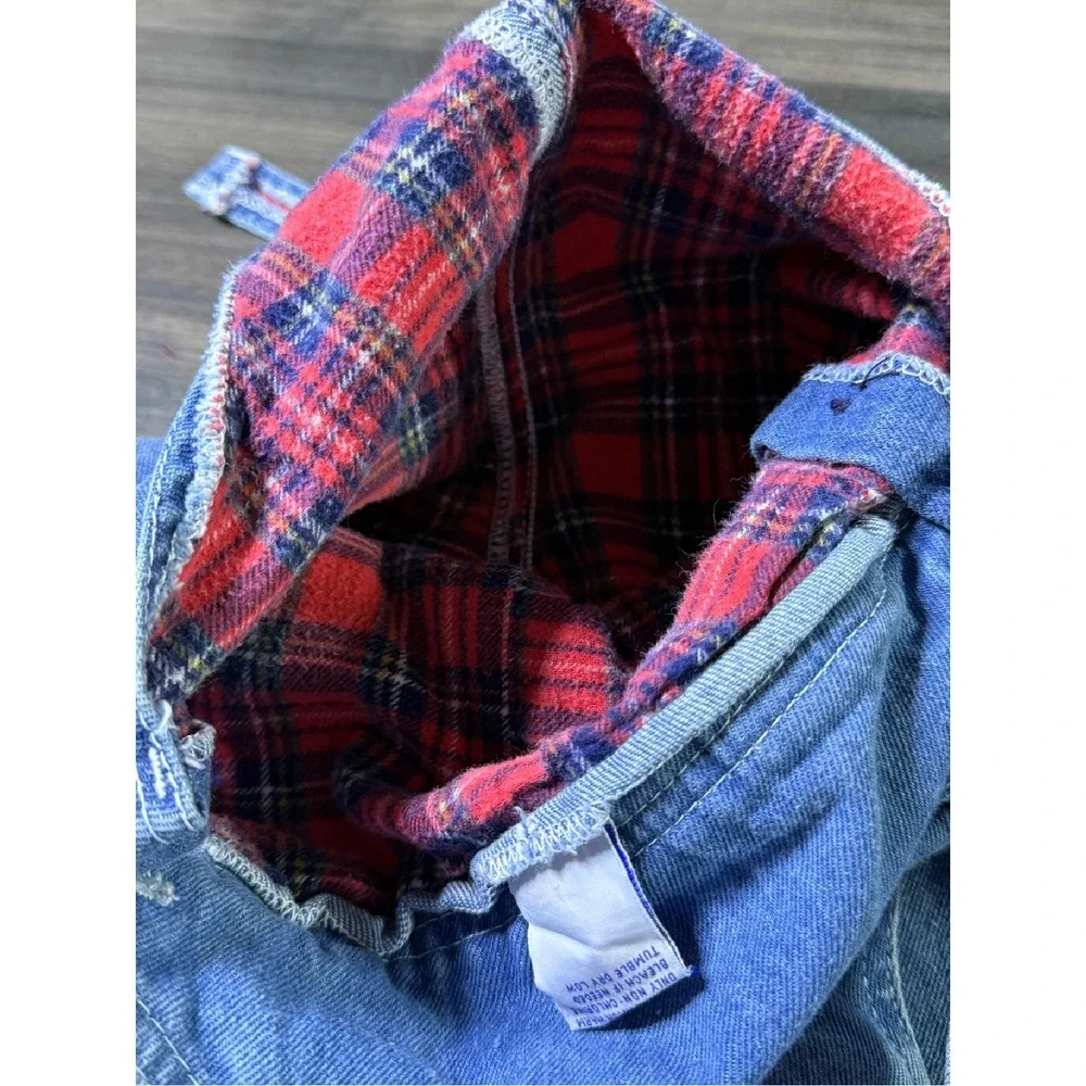Vintage French Toast Denim Overalls Plaid‎ Lined Adjustable Straps Size 4T